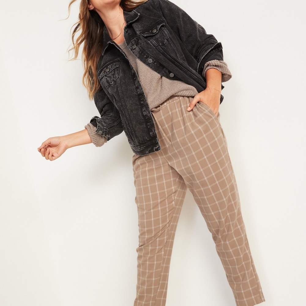 Old Navy Tan Plaid Pants